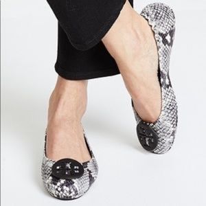 Tory Burch Minnie Ballet Flat Roccia Snake Print